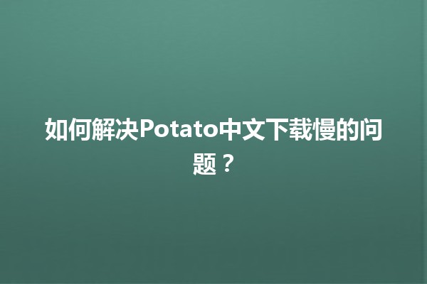 如何解决Potato中文下载慢的问题？🔧📶