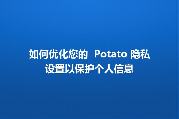 如何优化您的 🍟 Potato 隐私设置以保护个人信息