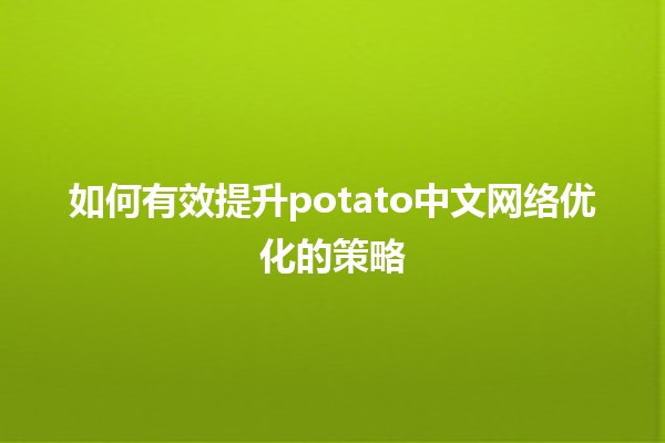 🌟 如何有效提升potato中文网络优化的策略 🍟