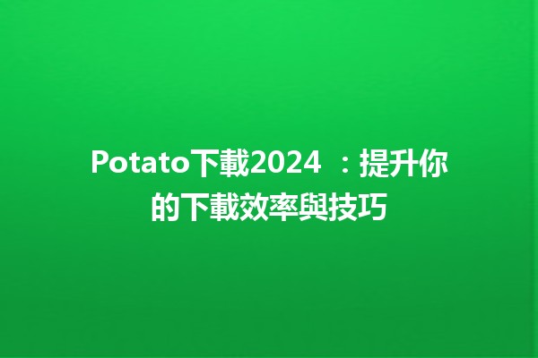 Potato下載2024 🎉：提升你的下載效率與技巧