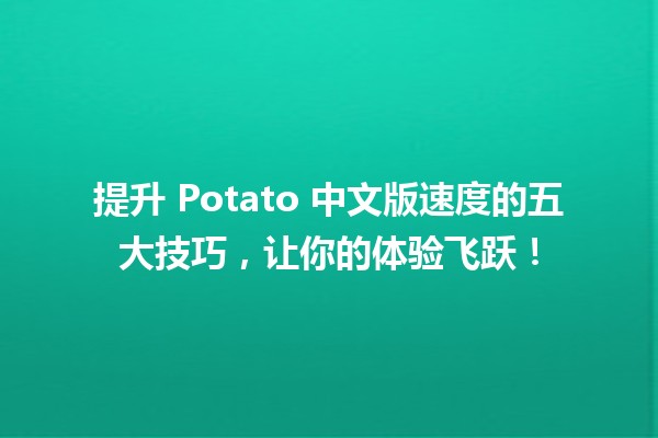 🚀 提升 Potato 中文版速度的五大技巧，让你的体验飞跃！