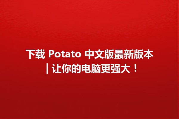 下载 Potato 中文版最新版本🌟 | 让你的电脑更强大！