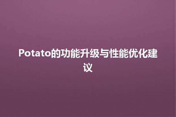 🚀 Potato的功能升级与性能优化建议🌟