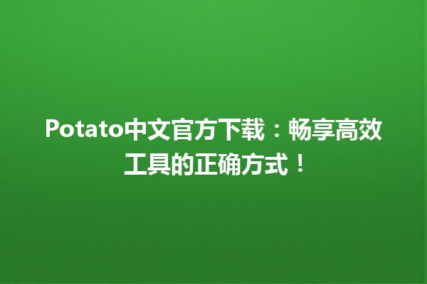 🚀 Potato中文官方下载：畅享高效工具的正确方式！