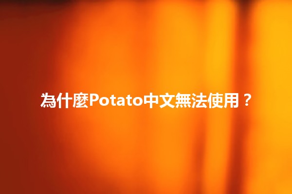 為什麼Potato中文無法使用？🤔🔍