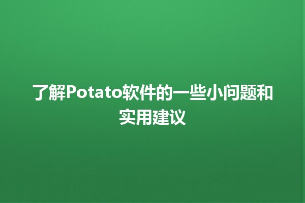 了解Potato软件的一些小问题和实用建议 🍟💻