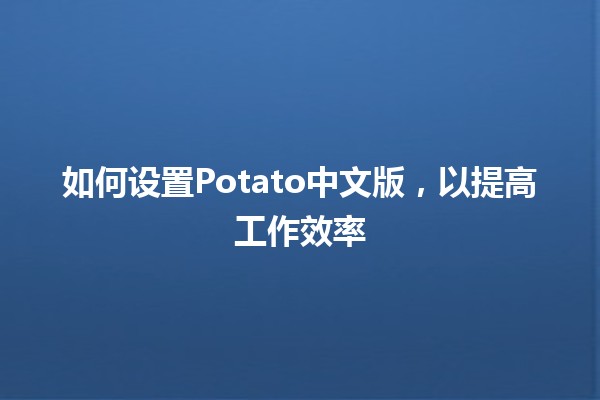 如何设置Potato中文版，以提高工作效率🛠️