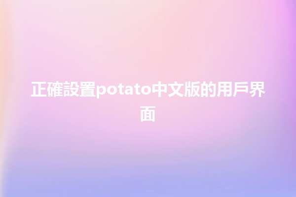 正確設置potato中文版的用戶界面✨