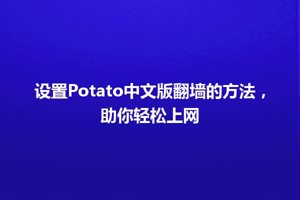 🌐 设置Potato中文版翻墙的方法，助你轻松上网🚀