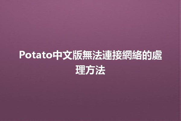 Potato中文版無法連接網絡的處理方法🖥️🌐