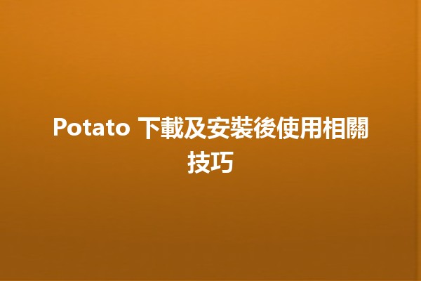 Potato 下載及安裝後使用相關技巧 🚀🥔