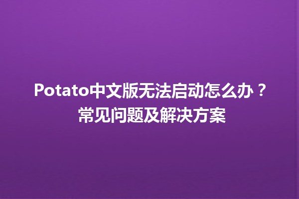 Potato中文版无法启动怎么办？🛠️ 常见问题及解决方案