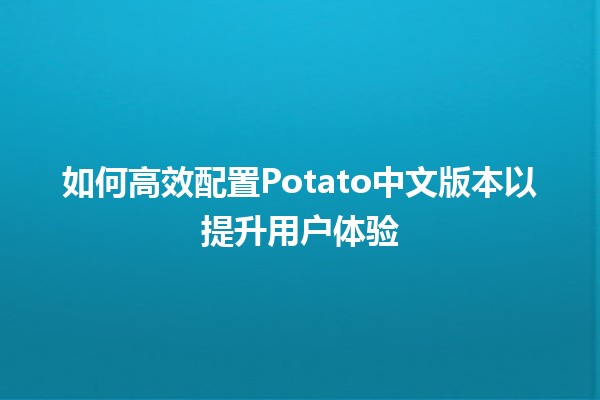 如何高效配置Potato中文版本以提升用户体验🍟😊