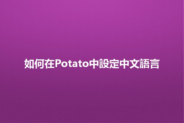 如何在Potato中設定中文語言 🌟