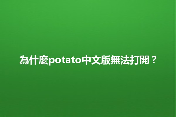 為什麼potato中文版無法打開？🛠️💻