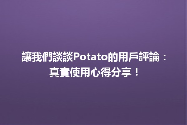 🍟 讓我們談談Potato的用戶評論：真實使用心得分享！