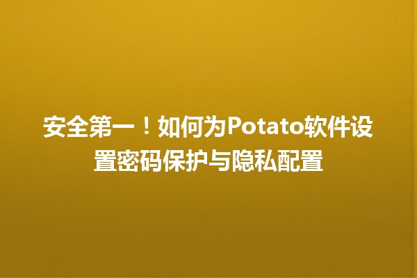 🍟 安全第一！如何为Potato软件设置密码保护与隐私配置 🛡️