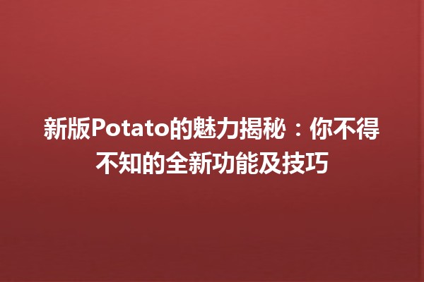 🥔 新版Potato的魅力揭秘：你不得不知的全新功能及技巧🌟