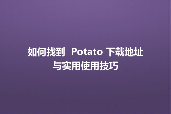 如何找到 🍟 Potato 下载地址与实用使用技巧 🚀