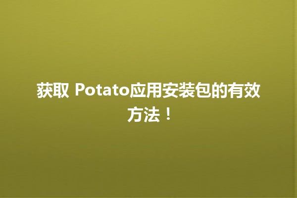 获取🎉 Potato应用安装包的有效方法！🚀