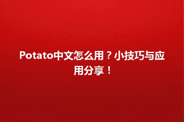 Potato中文怎么用？🥔小技巧与应用分享！