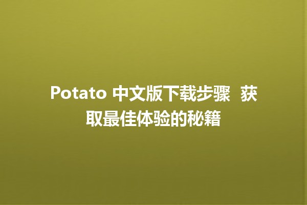 Potato 中文版下载步骤 🔥🥔 获取最佳体验的秘籍