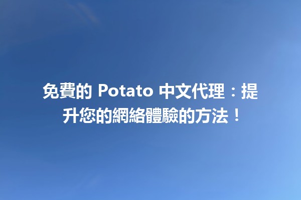 🌸 免費的 Potato 中文代理：提升您的網絡體驗的方法！