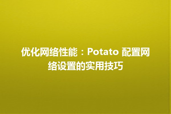 🚀 优化网络性能：Potato 配置网络设置的实用技巧 🥔