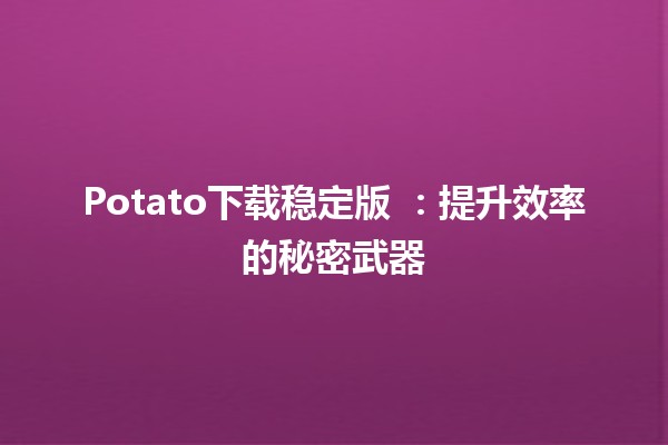 Potato下载稳定版 🌟：提升效率的秘密武器