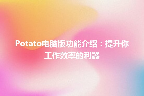 📱 Potato电脑版功能介绍：提升你工作效率的利器 🚀