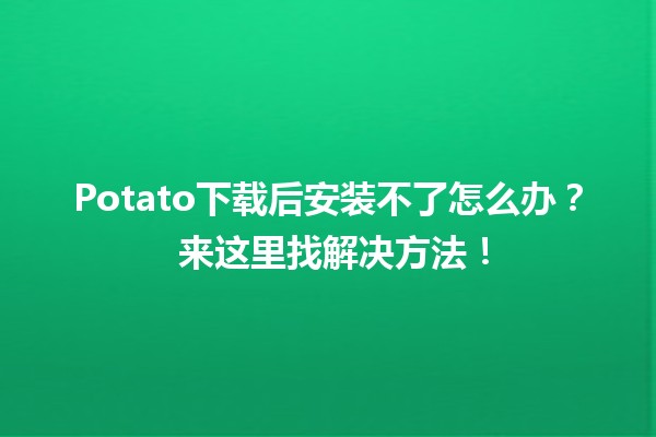 Potato下载后安装不了怎么办？🛠️ 来这里找解决方法！