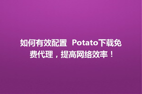 如何有效配置 🌐 Potato下载免费代理，提高网络效率！