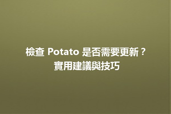 檢查 Potato 是否需要更新？🧐🍟 實用建議與技巧