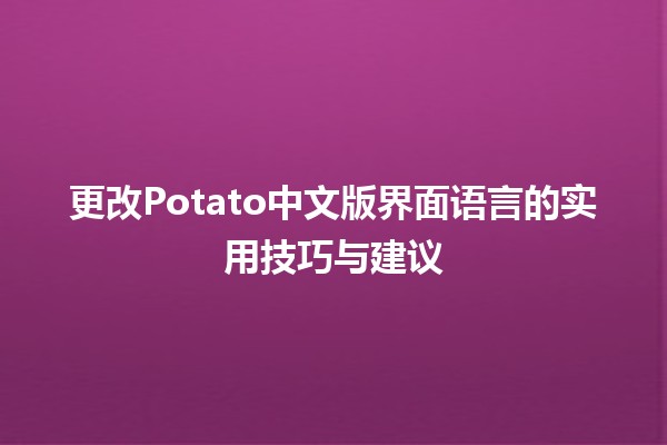 更改Potato中文版界面语言的实用技巧与建议🌟