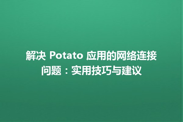 解决🍟 Potato 应用的网络连接问题：实用技巧与建议