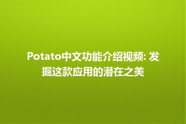 Potato中文功能介绍视频🌟: 发掘这款应用的潜在之美