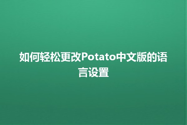 如何轻松更改Potato中文版的语言设置 🌐🥔