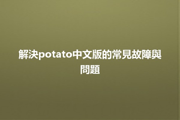 解決potato中文版的常見故障與問題🔧🥔