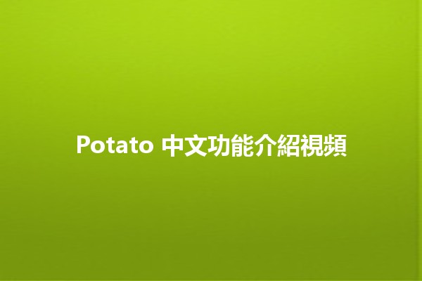 Potato 中文功能介紹視頻 🎥🥔