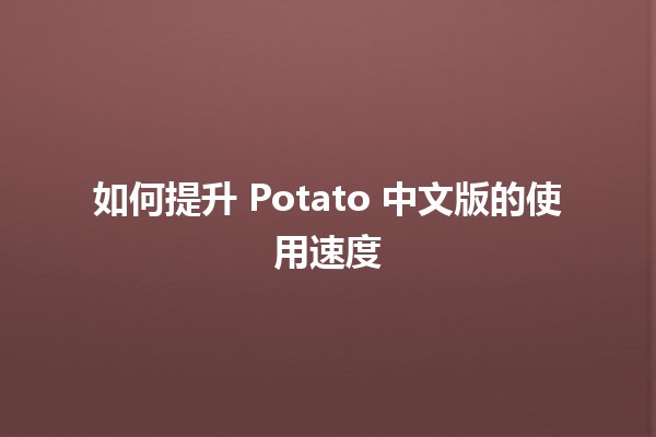 🍟 如何提升 Potato 中文版的使用速度 🚀