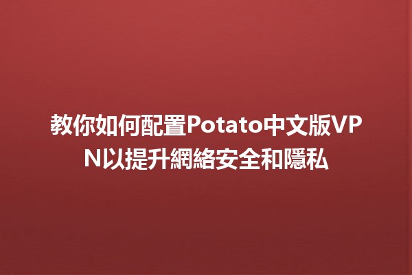 教你如何配置Potato中文版VPN以提升網絡安全和隱私🌍🔒