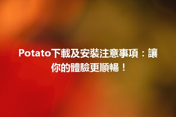 🍟 Potato下載及安裝注意事項：讓你的體驗更順暢！