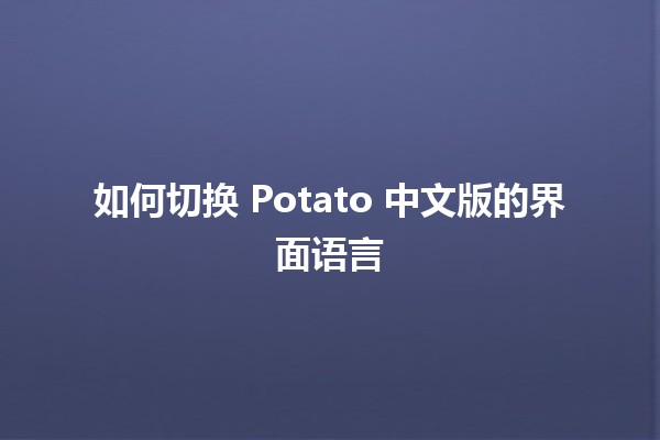 如何切换 Potato 中文版的界面语言 🌐🔄