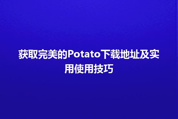 🔥 获取完美的Potato下载地址及实用使用技巧🛠️