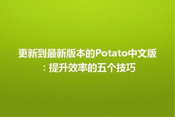 更新到最新版本的Potato中文版🌟：提升效率的五个技巧