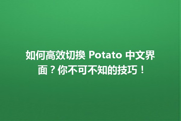 🎉 如何高效切換 Potato 中文界面？你不可不知的技巧！✏️