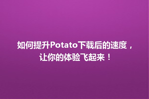 🚀 如何提升Potato下载后的速度，让你的体验飞起来！