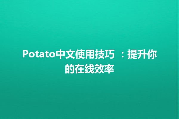 Potato中文使用技巧 🍟📱：提升你的在线效率