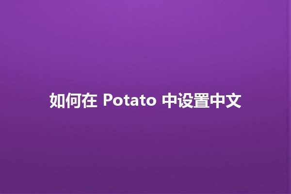 如何在 Potato 中设置中文 🌟💻