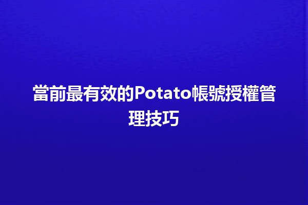 📊 當前最有效的Potato帳號授權管理技巧💡